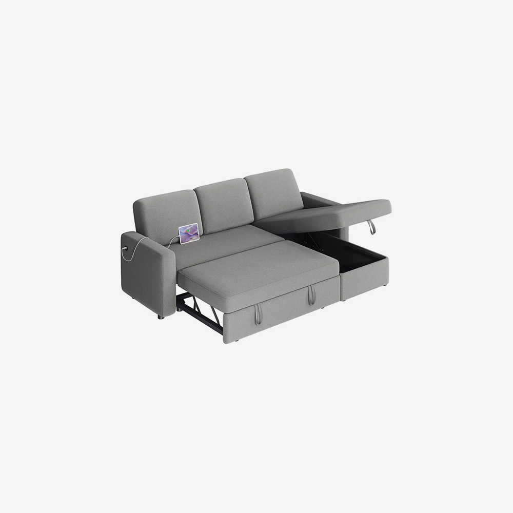 Zoffery Leatherette Grey Sofa - Image 2