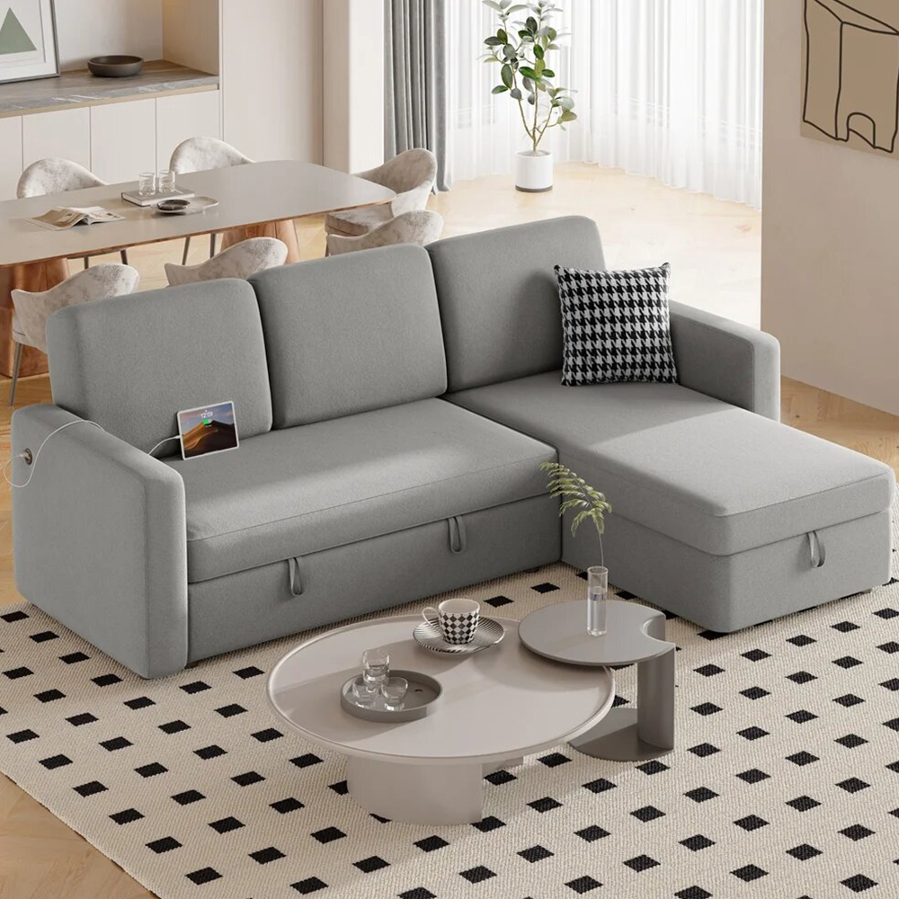 Zoffery Leatherette Grey Sofa - Image 3